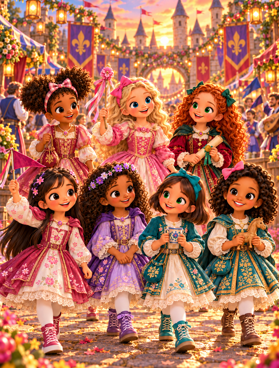 The seven Sweetbay Springs girls celebrate the final huzzah at the Renaissance Faire